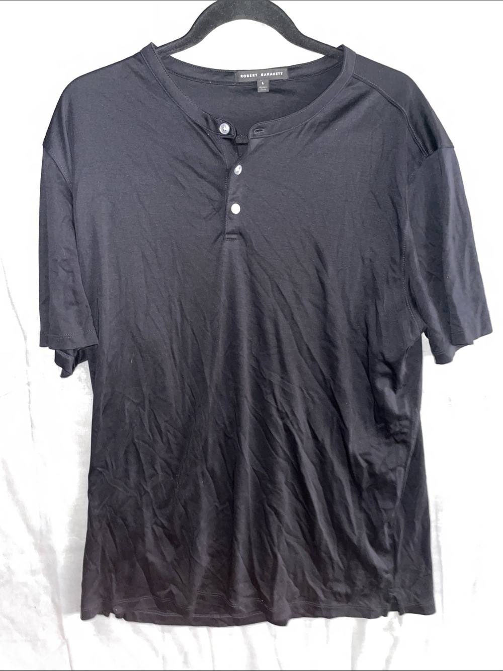 Robert Barakett Black Short-Sleeve Henley Tee